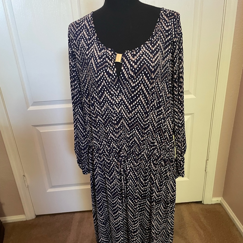 Perseption Navy and White Long Sleeve Dress NWT